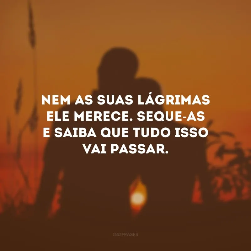 Nem as suas lágrimas ele merece. Seque-as e saiba que tudo isso vai passar.