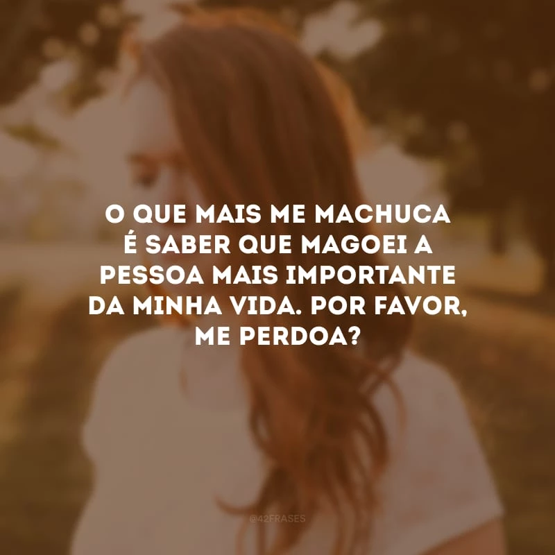 O que mais me machuca é saber que magoei a pessoa mais importante da minha vida. Por favor, me perdoa?