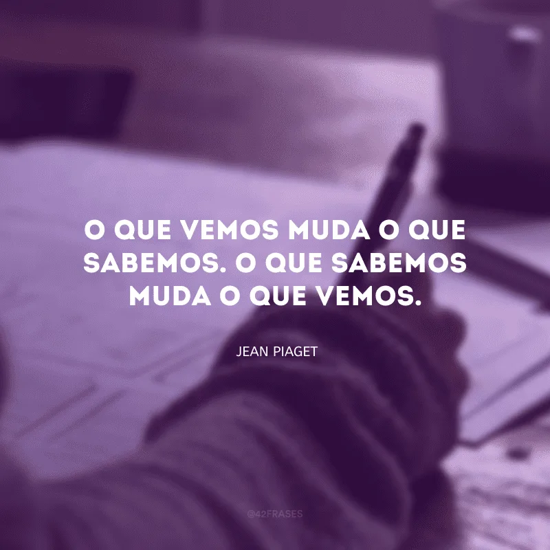O que vemos muda o que sabemos. O que sabemos muda o que vemos.