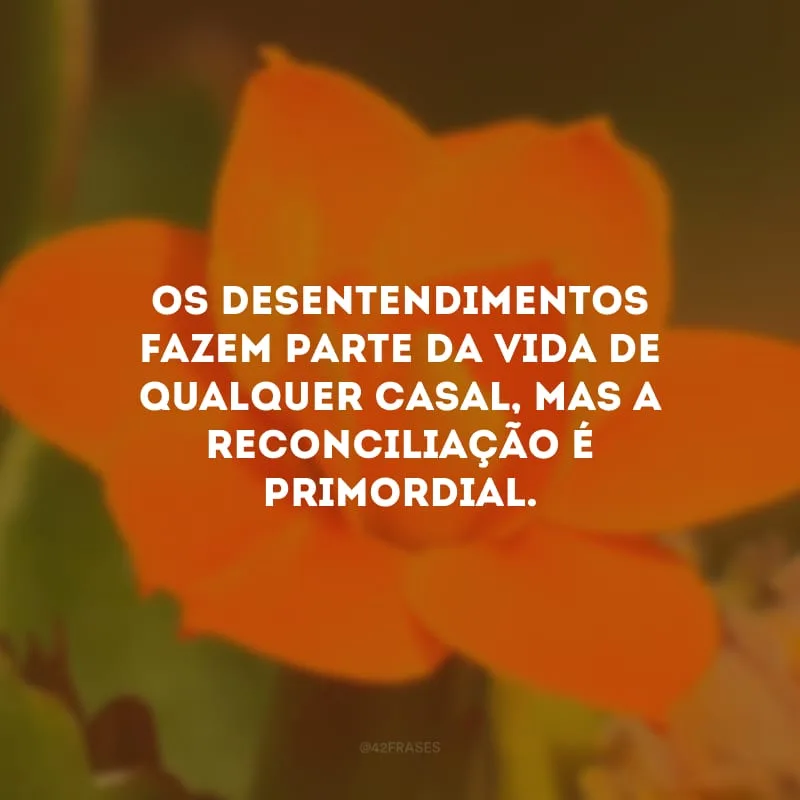 Os desentendimentos fazem parte da vida de qualquer casal, mas a reconciliação é primordial.

