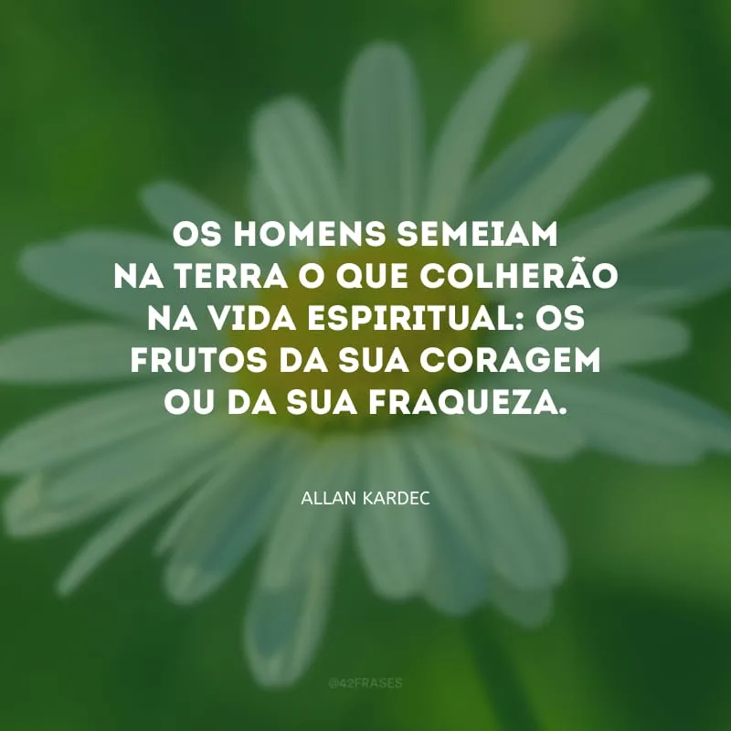 Os homens semeiam na terra o que colherão na vida espiritual: os frutos da sua coragem ou da sua fraqueza.