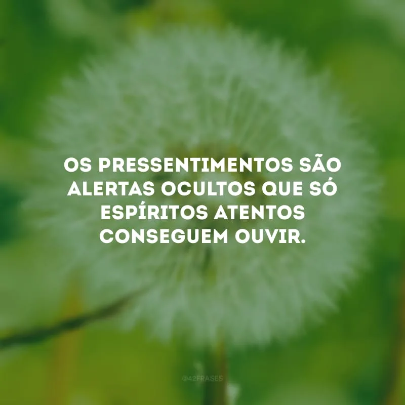 Os pressentimentos são alertas ocultos que só espíritos atentos conseguem ouvir.