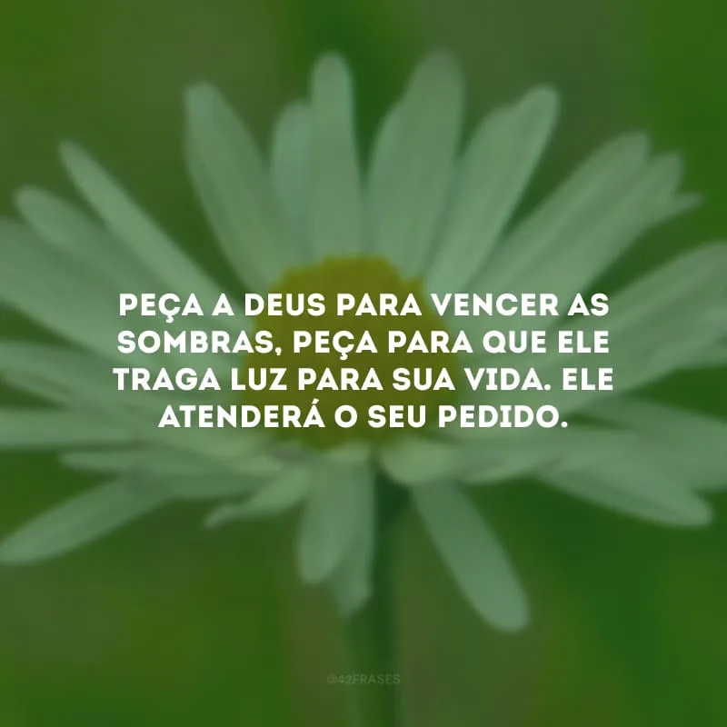 Peça a Deus para vencer as sombras, peça para que Ele traga luz para sua vida. Ele atenderá o seu pedido.