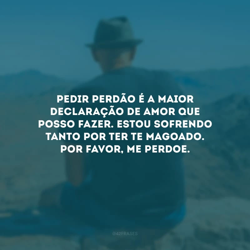 Pedir perdão é a maior declaração de amor que posso fazer. Estou sofrendo tanto por ter te magoado. Por favor, me perdoe.