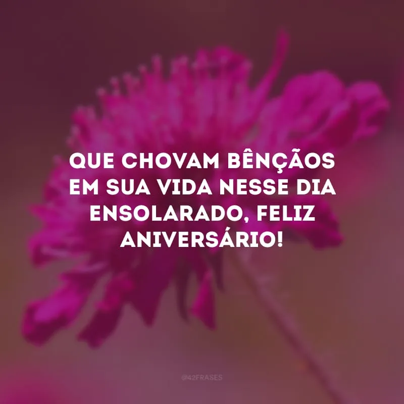 Que chovam bênçãos em sua vida nesse dia ensolarado, feliz aniversário!