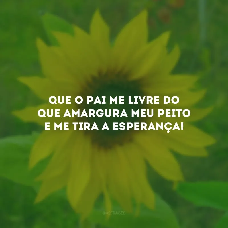 Que o Pai me livre do que amargura meu peito e me tira a esperança!
