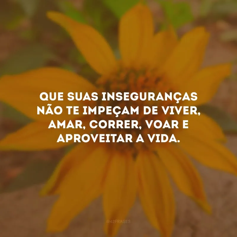 Que suas inseguranças não te impeçam de viver, amar, correr, voar e aproveitar a vida.