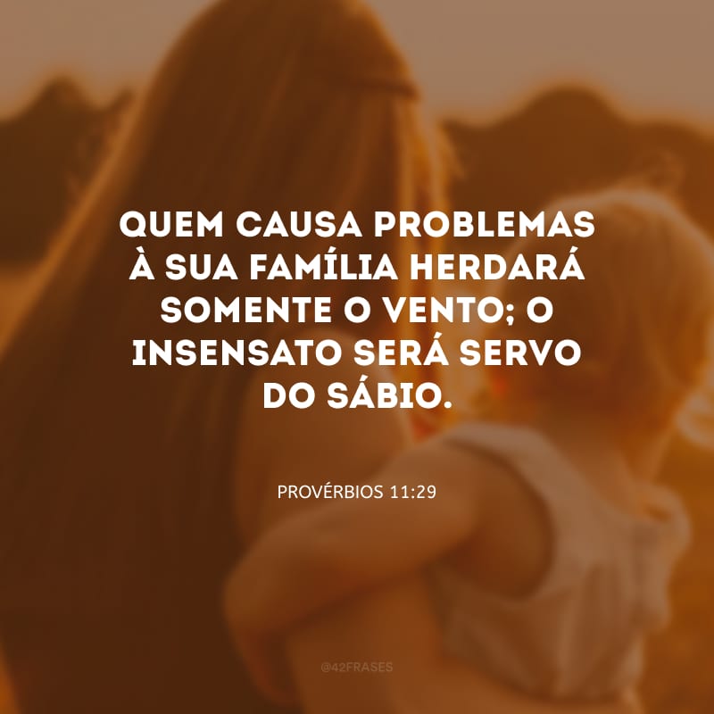 Quem causa problemas à sua família herdará somente o vento; o insensato será servo do sábio.
