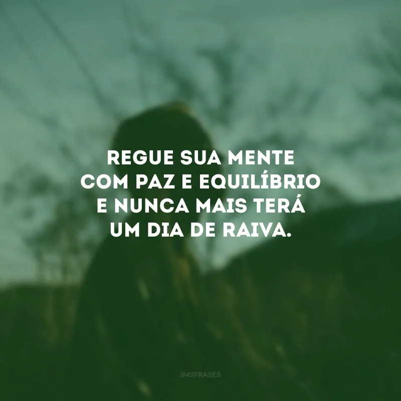 Regue sua mente com paz e equilíbrio e nunca mais terá um dia de raiva.