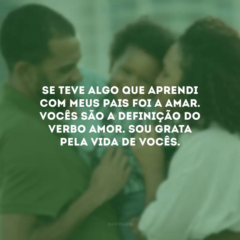 Se teve algo que aprendi com meus pais foi a amar. Vocês são a definição do verbo amor. Sou grata pela vida de vocês.