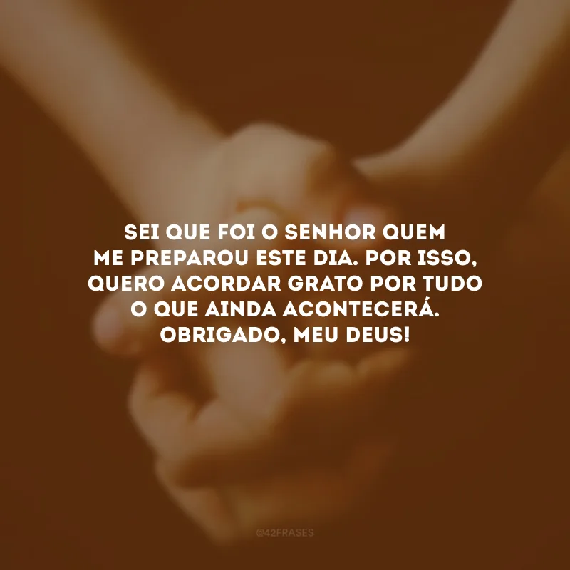 Sei que foi o Senhor quem me preparou este dia. Por isso, quero acordar grato por tudo o que ainda acontecerá. Obrigado, meu Deus!