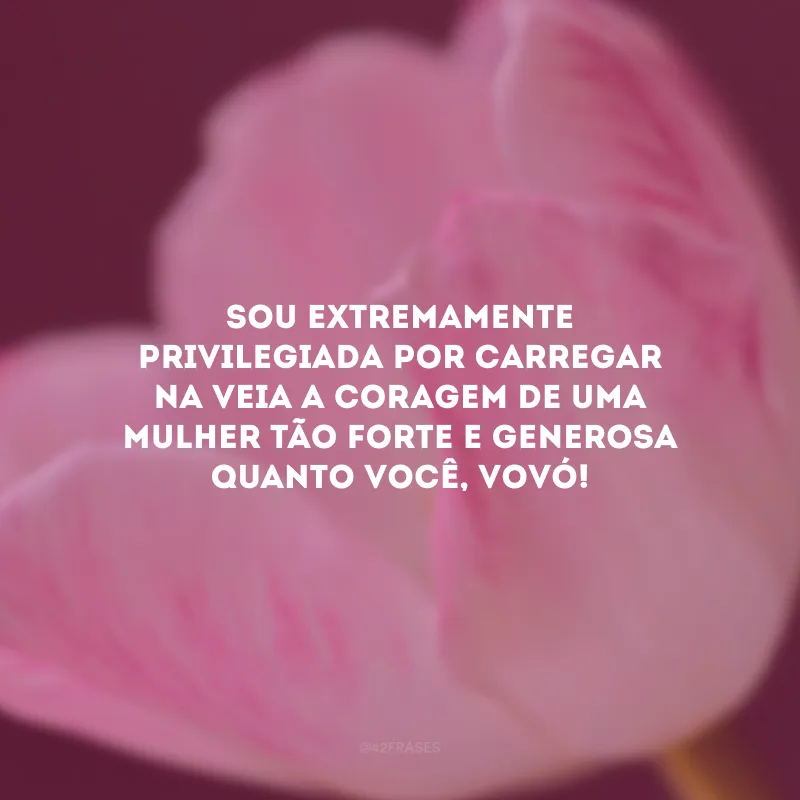 Sou extremamente privilegiada por carregar na veia a coragem de uma mulher tão forte e generosa quanto você, vovó!