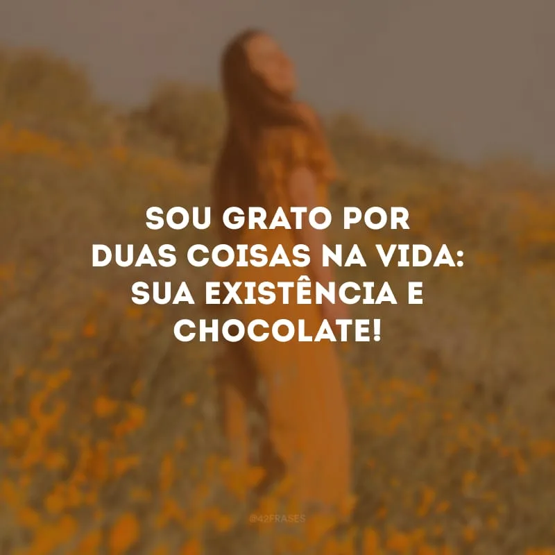 Sou grato por duas coisas na vida: sua existência e chocolate! 
