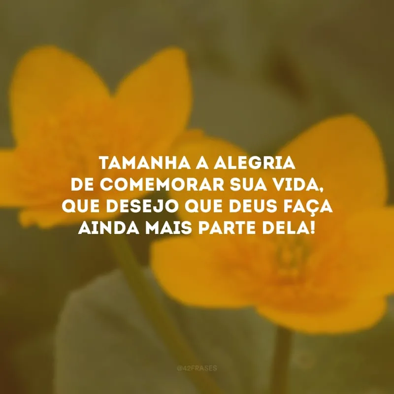 Tamanha a alegria de comemorar sua vida, que desejo que Deus faça ainda mais parte dela!