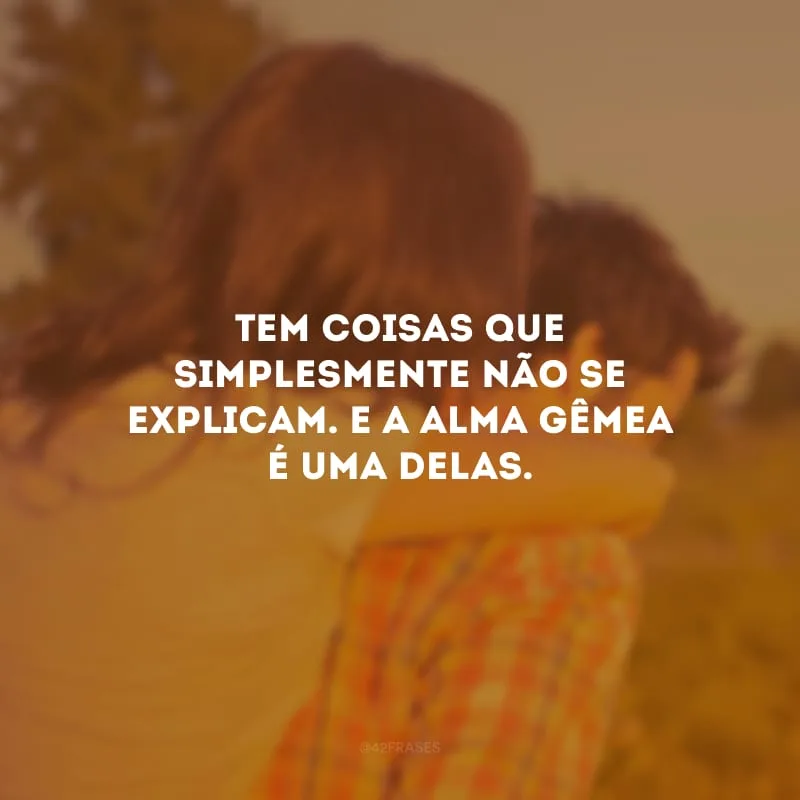 Tem coisas que simplesmente não se explicam. E a alma gêmea é uma delas.
