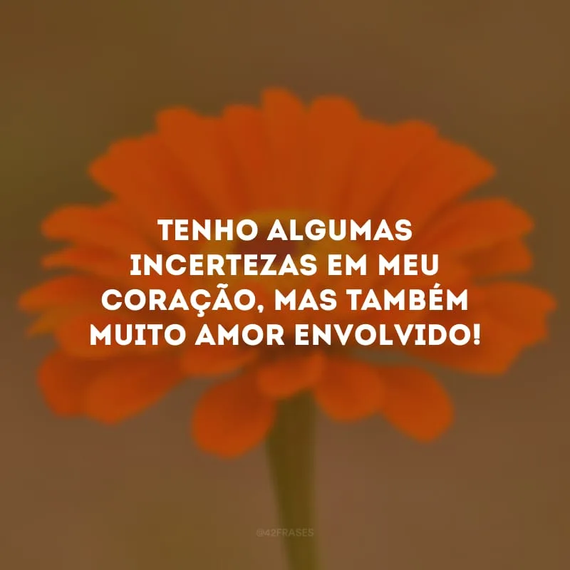 Tenho algumas incertezas em meu coração, mas também muito amor envolvido!
