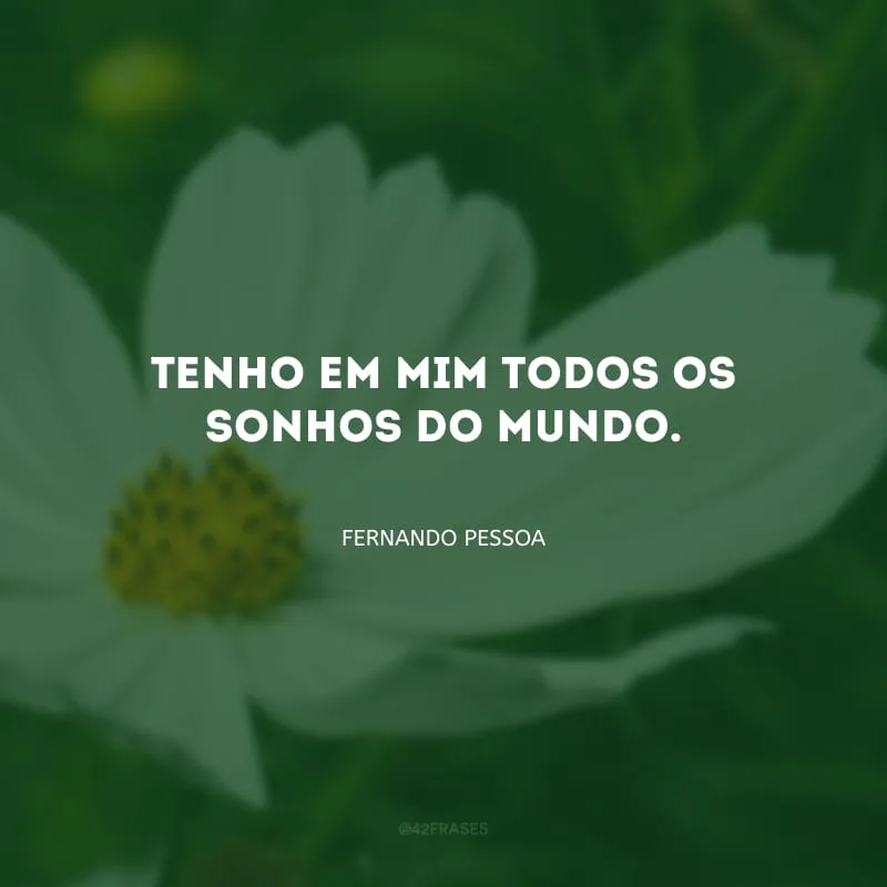 Tenho em mim todos os sonhos do mundo.