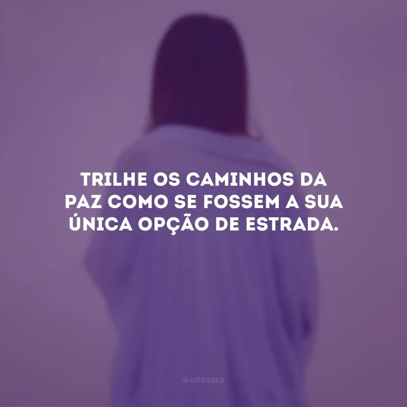 Trilhe os caminhos da paz como se fossem a sua única opção de estrada.