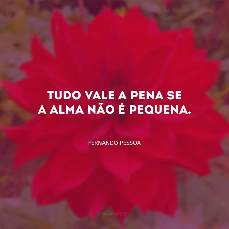 Tudo vale a pena se a alma não é pequena.