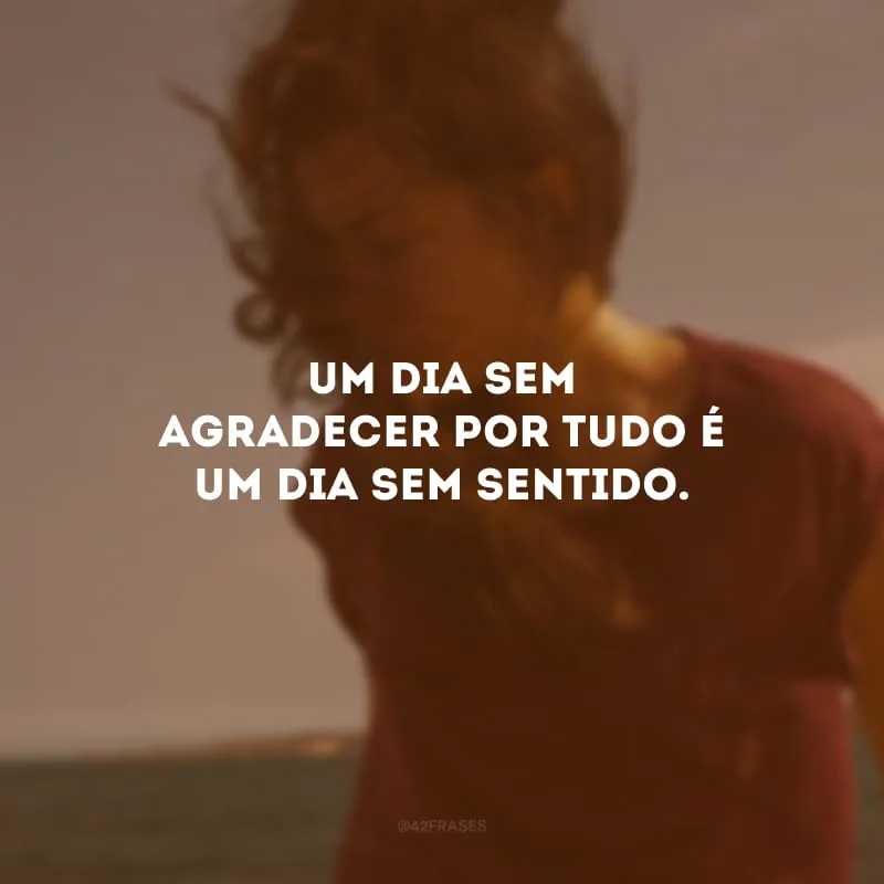 Um dia sem agradecer por tudo é um dia sem sentido. 