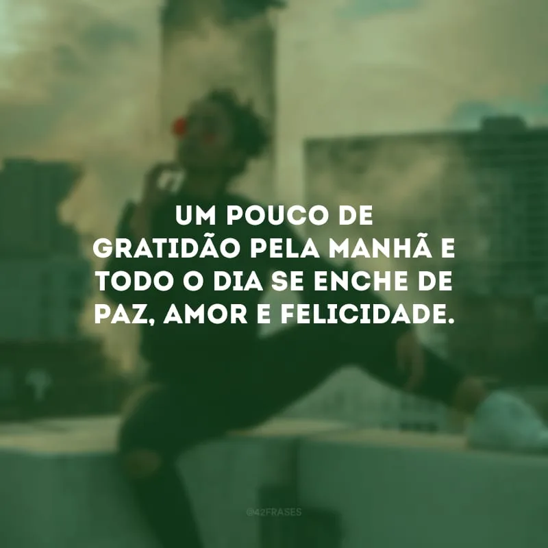 Um pouco de gratidão pela manhã e todo o dia se enche de paz, amor e felicidade.