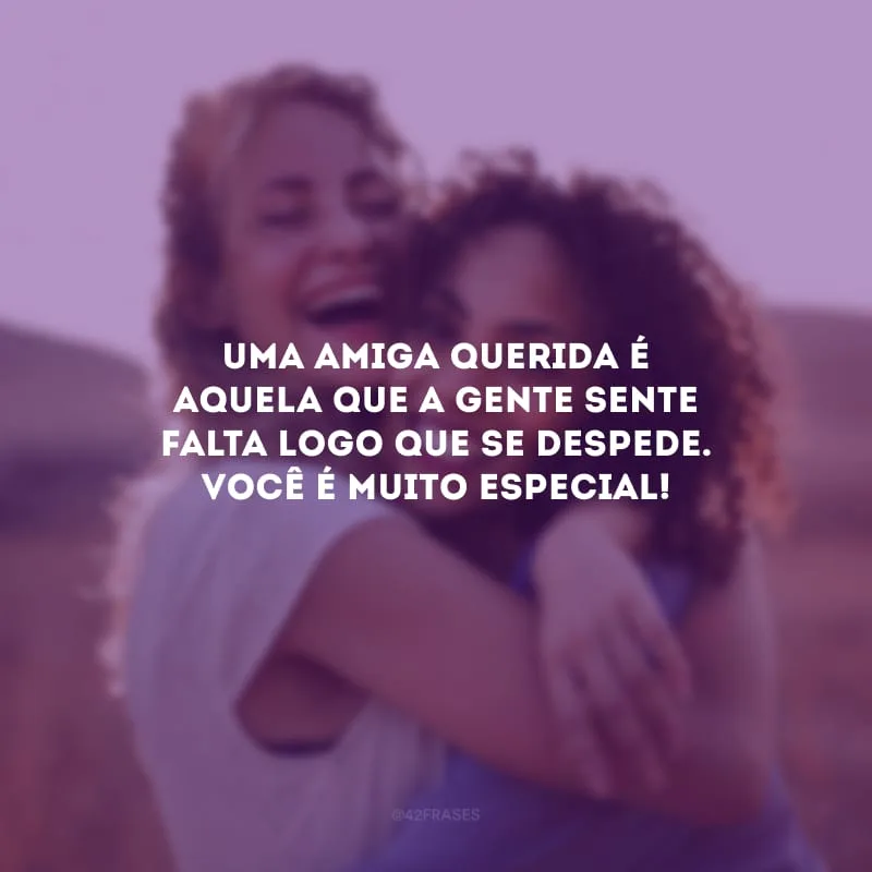 Uma amiga querida é aquela que a gente sente falta logo que se despede. Você é muito especial!