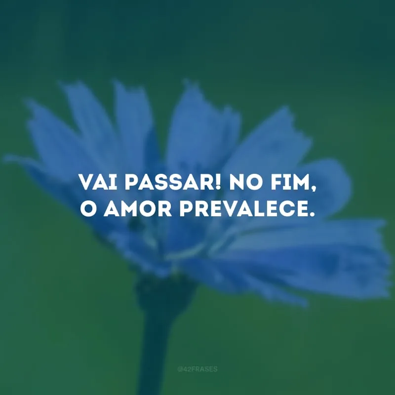 Vai passar! No fim, o amor prevalece.
