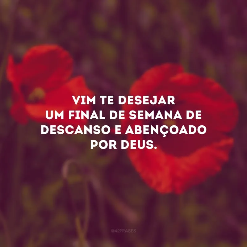 Vim te desejar um final de semana de descanso e abençoado por Deus.