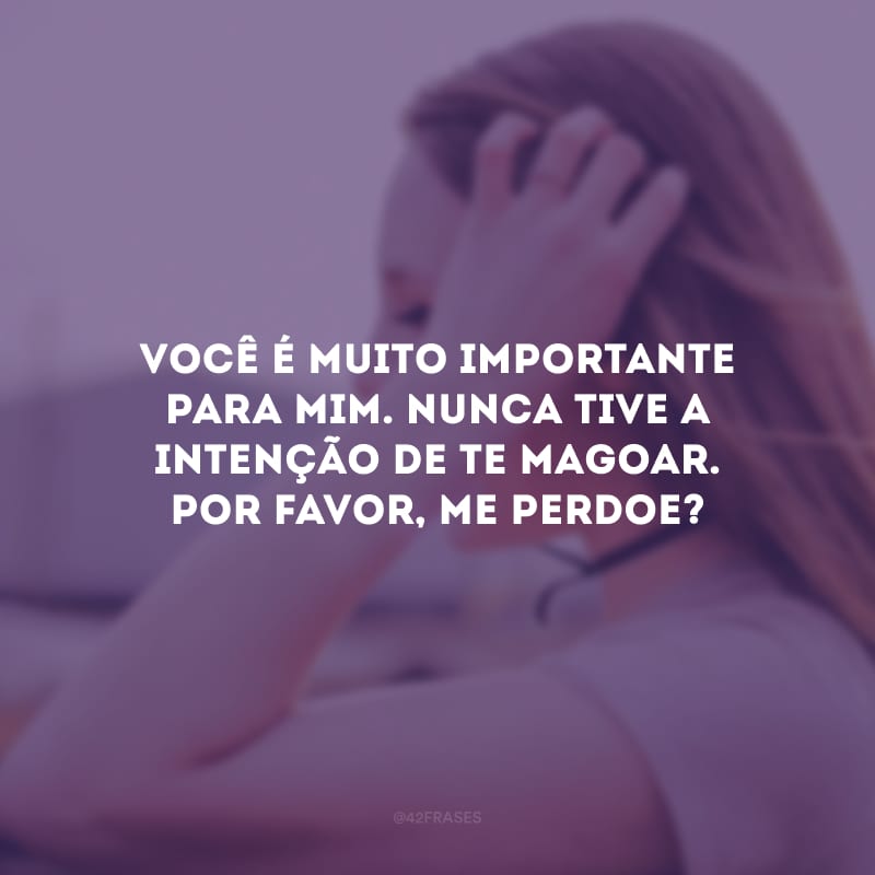 Você é muito importante para mim. Nunca tive a intenção de te magoar. Por favor, me perdoe?