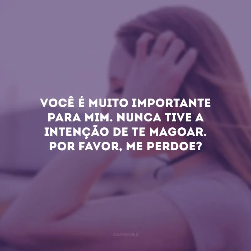 Você é muito importante para mim. Nunca tive a intenção de te magoar. Por favor, me perdoe?