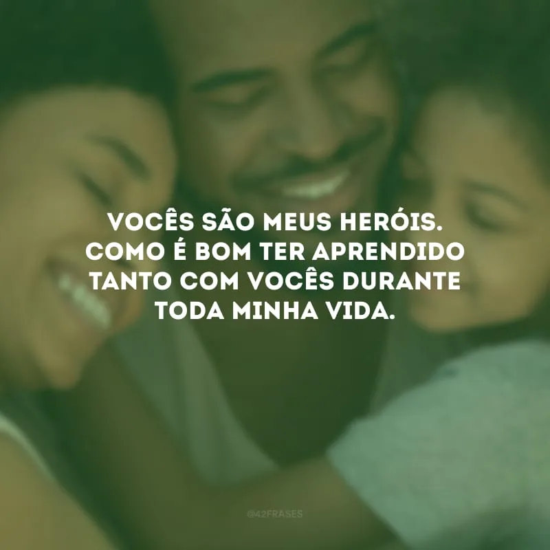 Vocês são meus heróis. Como é bom ter aprendido tanto com vocês durante toda minha vida.
