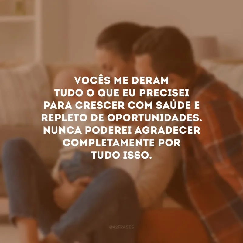 Vocês me deram tudo o que eu precisei para crescer com saúde e repleto de oportunidades. Nunca poderei agradecer completamente por tudo isso.