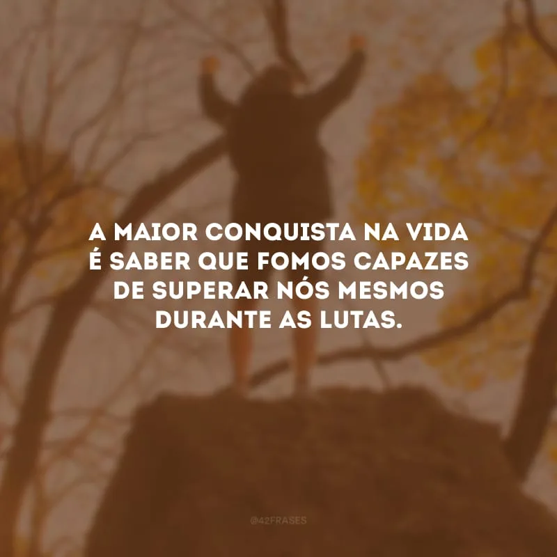 A maior conquista na vida é saber que fomos capazes de superar nós mesmos durante as lutas.