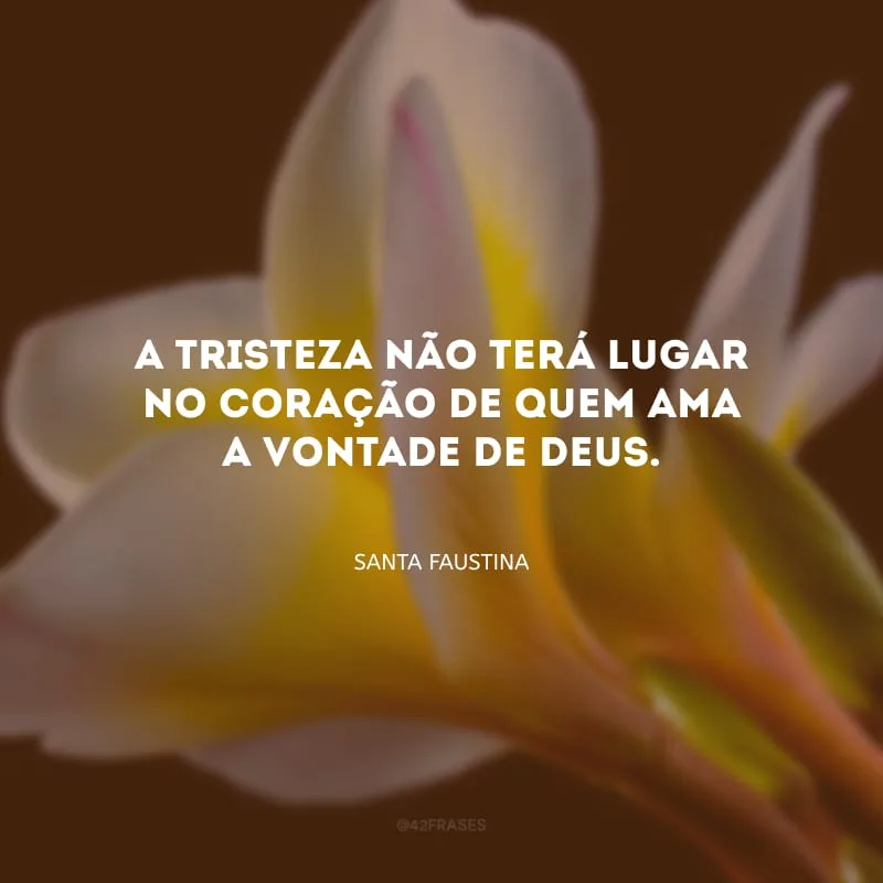 A tristeza não terá lugar no coração de quem ama a vontade de Deus. 