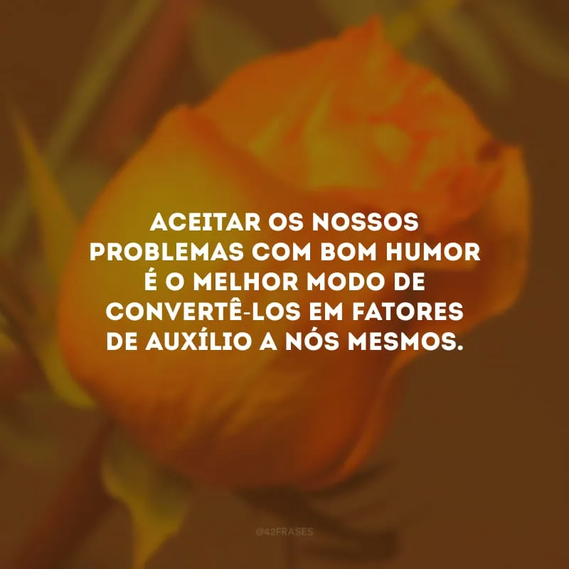 Aceitar os nossos problemas com bom humor é o melhor modo de convertê-los em fatores de auxílio a nós mesmos. 