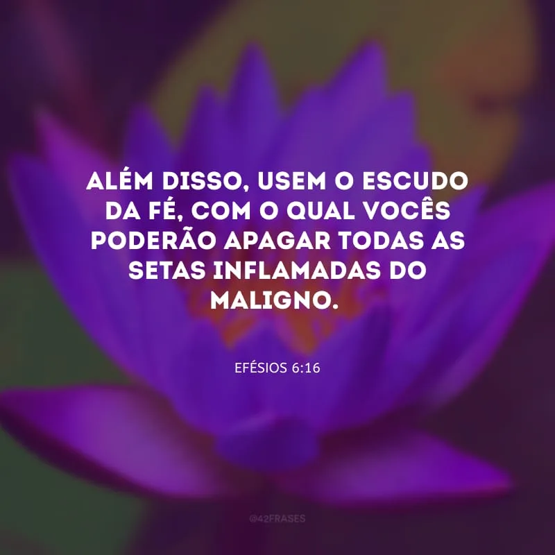Além disso, usem o escudo da fé, com o qual vocês poderão apagar todas as setas inflamadas do maligno.
