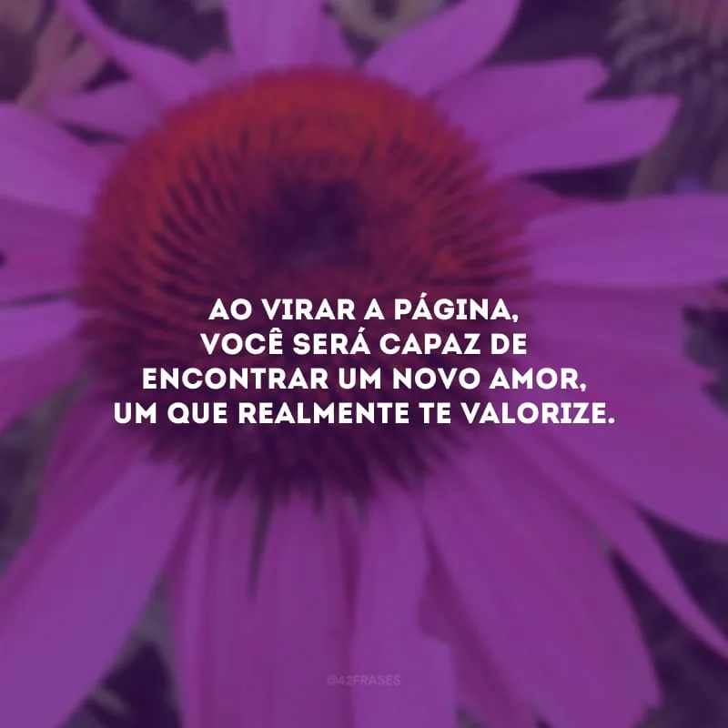 Ao virar a página, você será capaz de encontrar um novo amor, um que realmente te valorize.