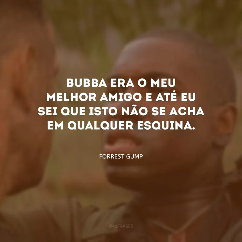 Bubba era o meu melhor amigo e até eu sei que isto não se acha em qualquer esquina.
