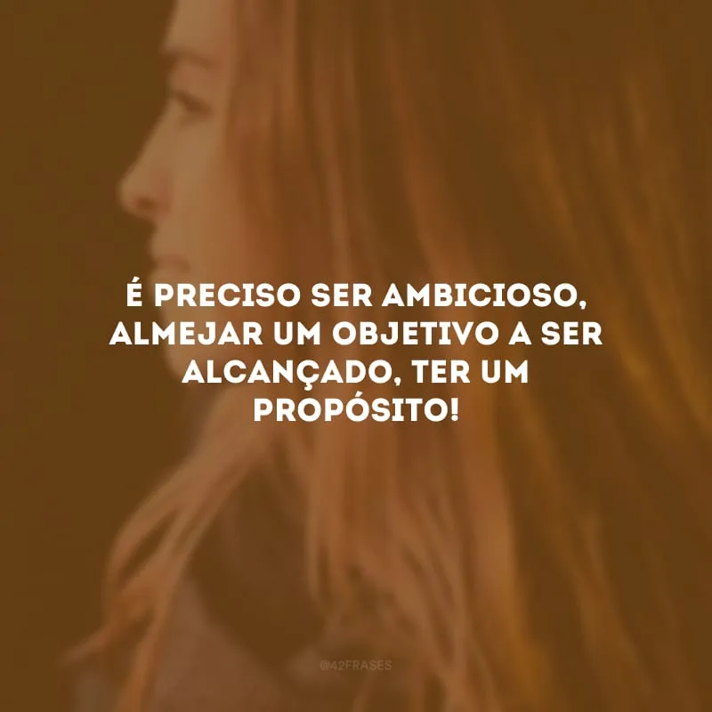 É preciso ser ambicioso, almejar um objetivo a ser alcançado, ter um propósito!