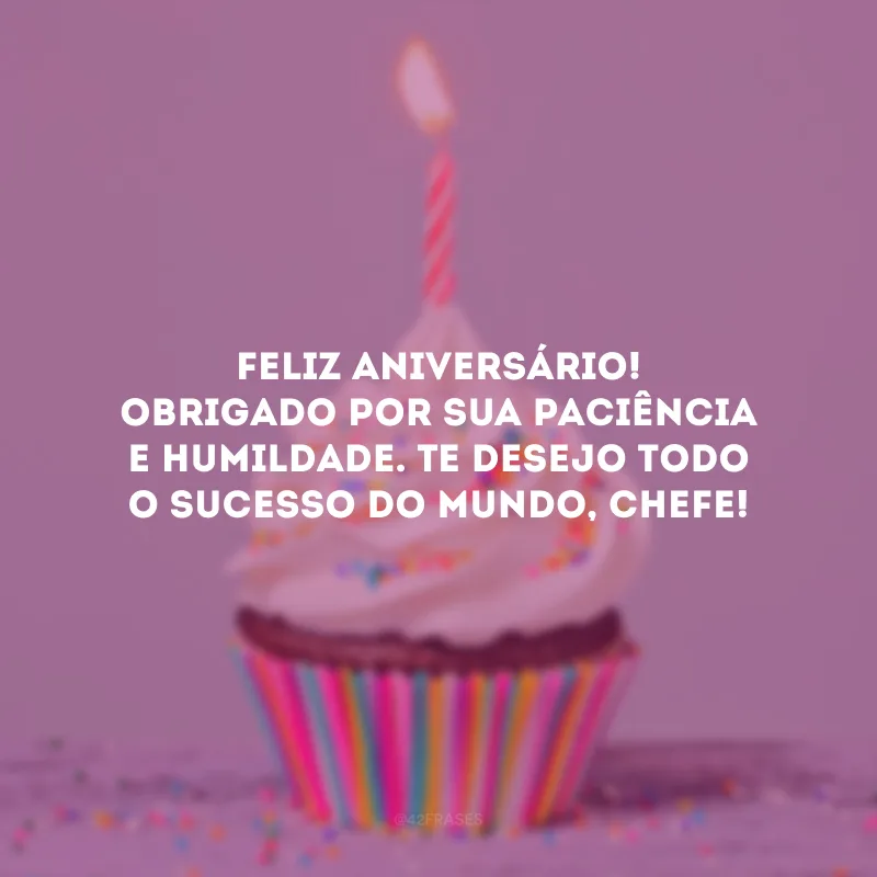 Feliz aniversário! Obrigado por sua paciência e humildade. Te desejo todo o sucesso do mundo, chefe!