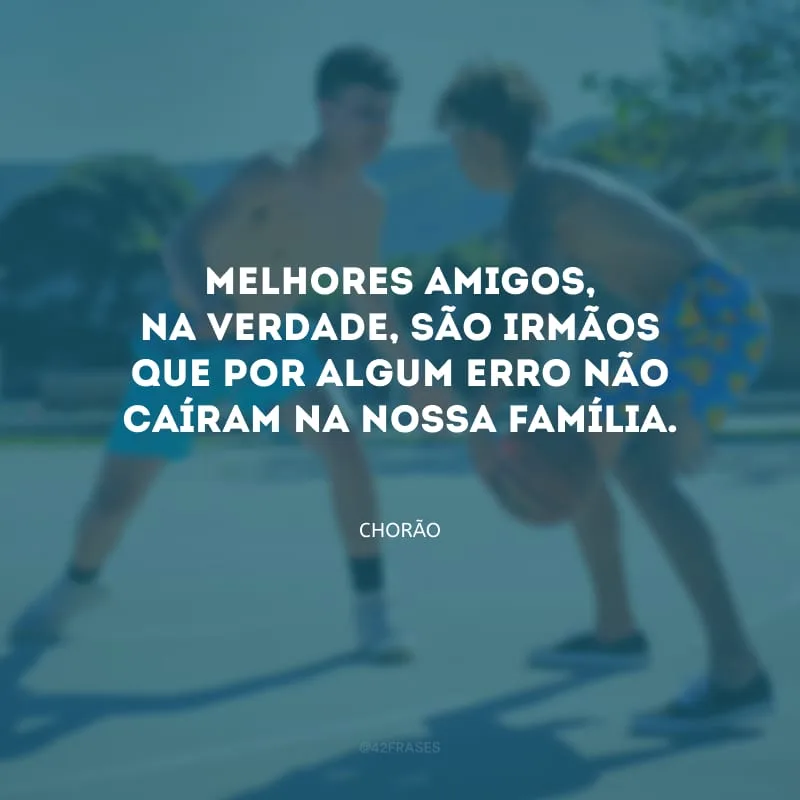 Melhores amigos, na verdade, são irmãos que por algum erro não caíram na nossa família.