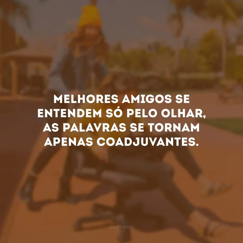 Melhores amigos se entendem só pelo olhar, as palavras se tornam apenas coadjuvantes.
