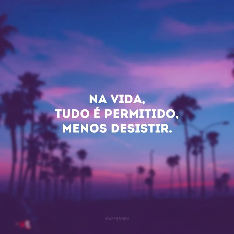 Na vida, tudo é permitido, menos desistir.