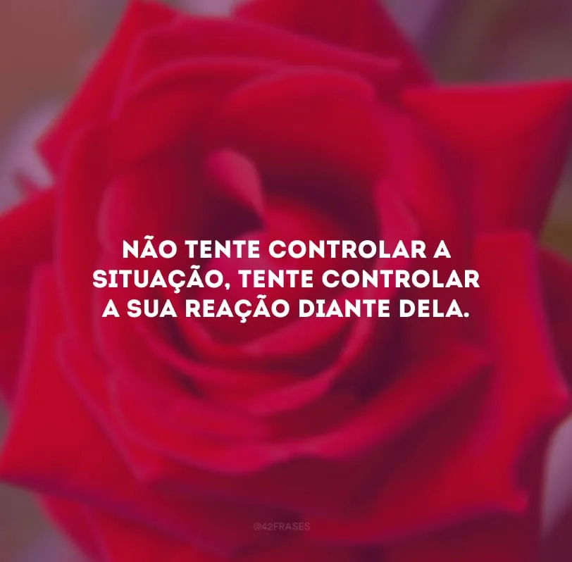 Não tente controlar a situação, tente controlar a sua reação diante dela. 