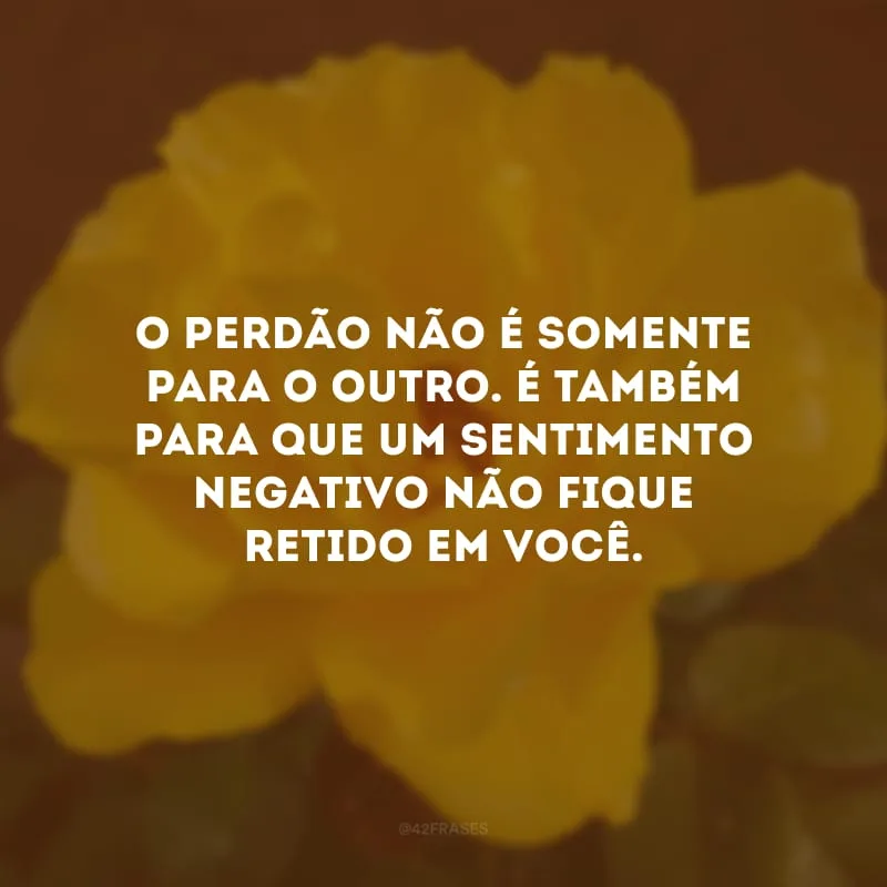 O perdão não é somente para o outro. É também para que um sentimento negativo não fique retido em você. 
