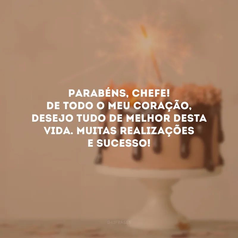 Parabéns, chefe! De todo o meu coração, desejo tudo de melhor desta vida. Muitas realizações e sucesso! 