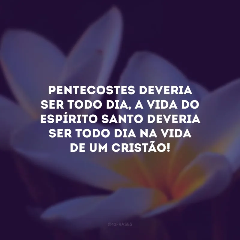 Pentecostes deveria ser todo dia, a vida do Espírito Santo deveria ser todo dia na vida de um cristão! 