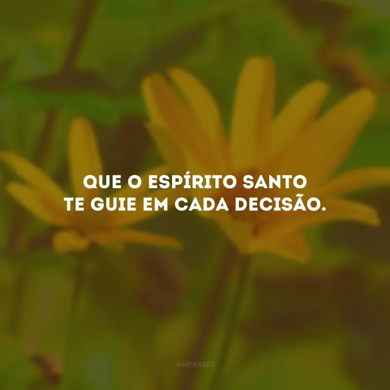 Que o Espírito Santo te guie em cada decisão. 