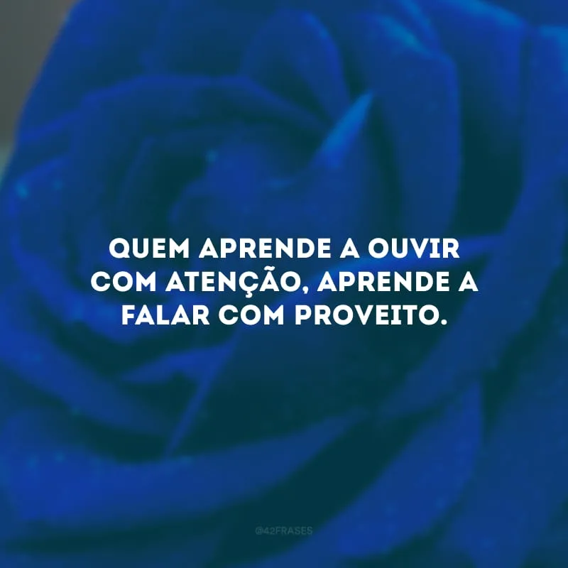 Quem aprende a ouvir com atenção, aprende a falar com proveito. 