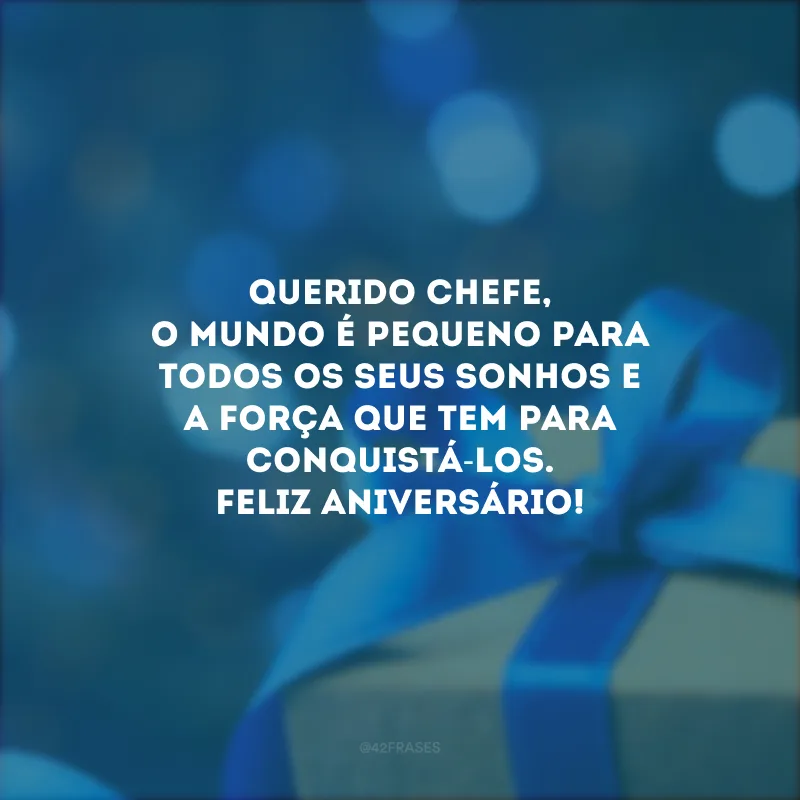 Querido chefe, o mundo é pequeno para todos os seus sonhos e a força que tem para conquistá-los. Feliz aniversário! 